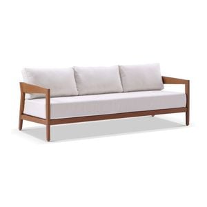 Bronte 3 Seater Outdoor Teak Look Aluminium Lounge & Sunbrella Canvas Cushions