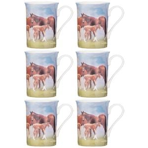 6PK Ashdene Mares & Foals Paddock Family Fine Bone China Mug