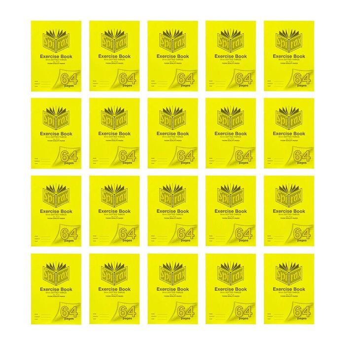 20x Spirax P115 Protective Pp Cover Exercise Book A4 64 Pages 9mm Dotted Yellow