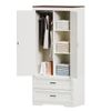 Ufurniture Barn Doors Armoire Wardrobe Closet w/ Adjust Shelves & Drawers White