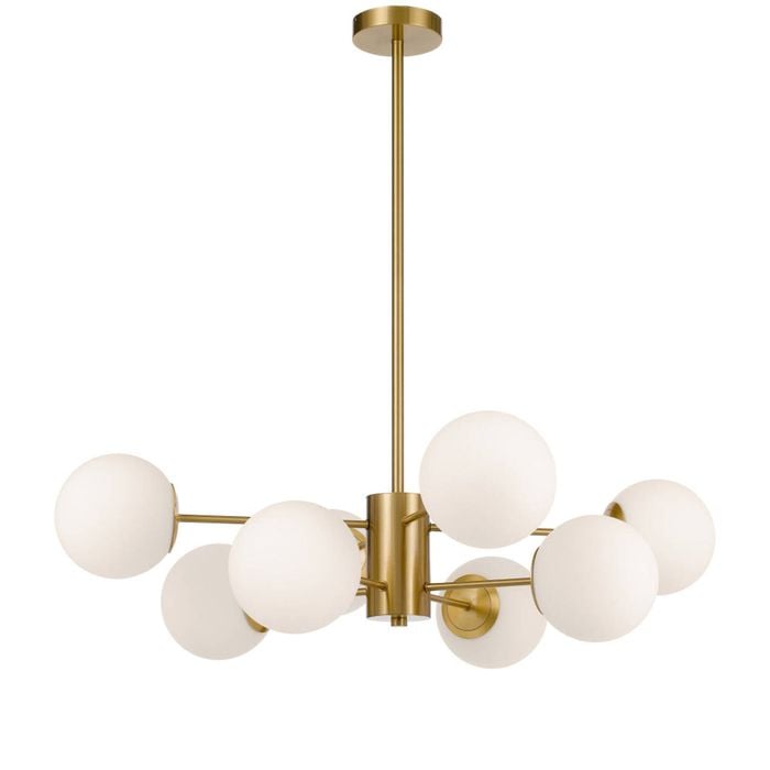 Telbix Marsten Contemporary Pendant Hanging Lamp Light Metal Glass Antique Gold Opal Matt
