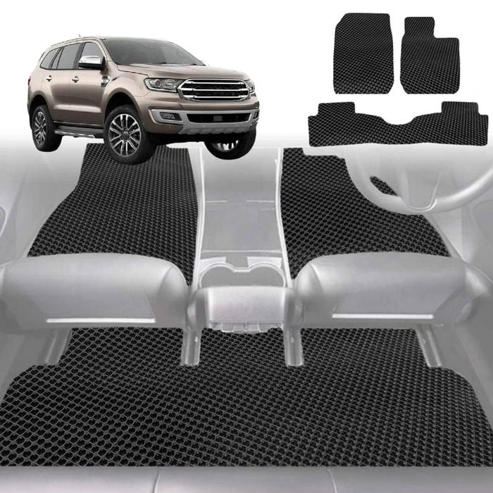 6D Diamond Car Floor Mats for Ford Everest 2015-2021-Ultimate Set-Black-Outback GT