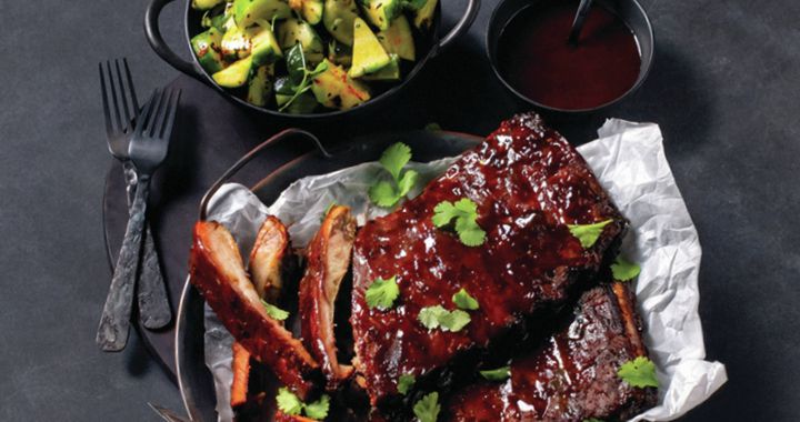 Sticky Hoisin Pork Ribs with Spicy Cucumber Salad