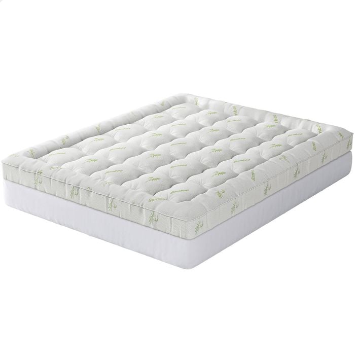STARRY EUCALYPT Bamboo Fibre Pillowtop Mattress Topper Underlay Pad 11cm Queen