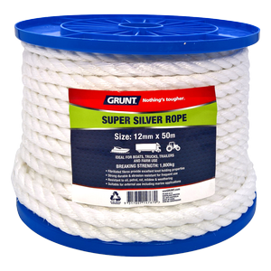 Grunt 12mm x 50m Super Silver Rope Reel