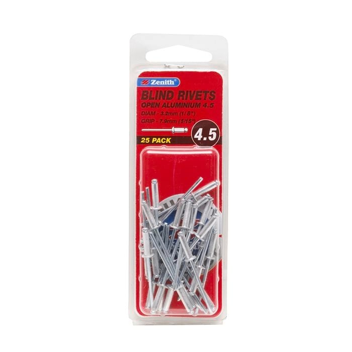 Zenith Blind Rivet Open Alum 1/8"D x 5/16"G  25pk