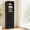 Homfurn 6-drawer Tallboy Cabinet – Handle-free Design, Smooth Runners, Wall Attachment, Black