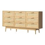 Oikiture 9 Chest Of Drawers Rattan Dresser Natural