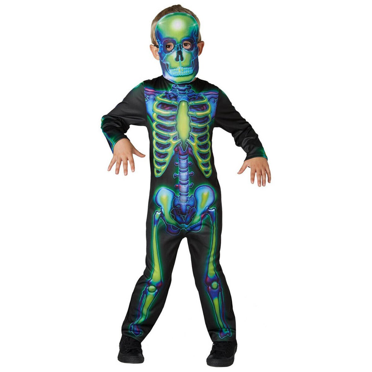 Costume Da Scheletro Bambino Verde Fluo Rubie's – Con Tuta E Maschera, Per Halloween E Feste