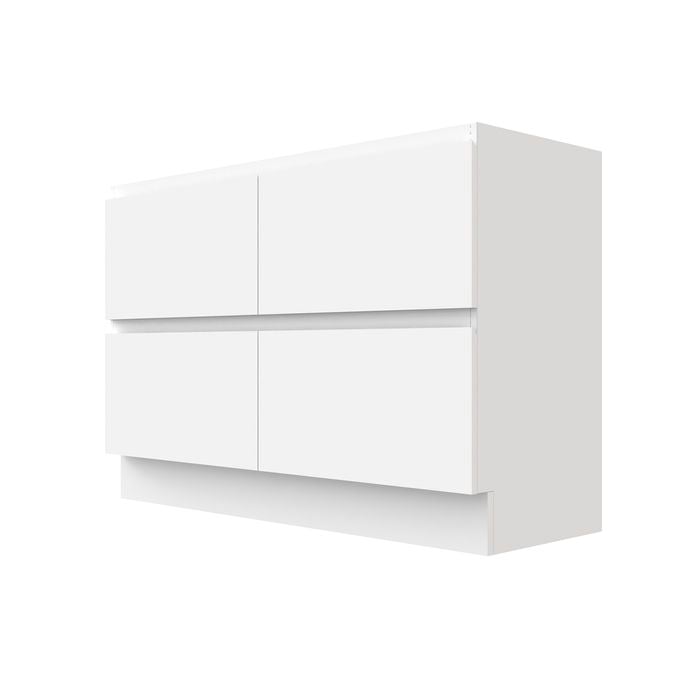 Stein 1200 x 450 x 810mm White Select Floor Standing Handleless Vanity - Cabinet Only