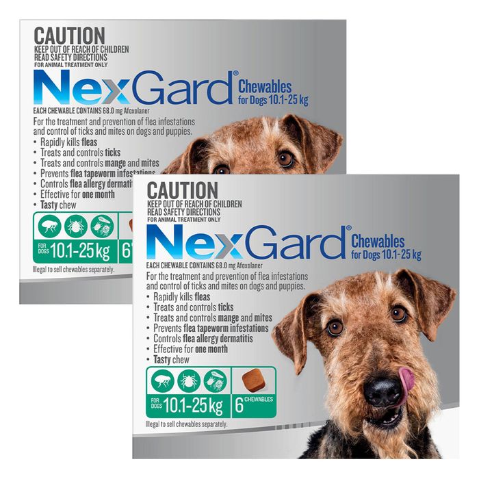 Nexgard Chewables For Medium Dogs (10.1 - 25 Kg) Green 12 Chews
