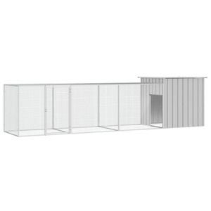 vidaXL Chicken Cage Grey Galvanised Steel Chicken Coop Hen House Run Outdoor