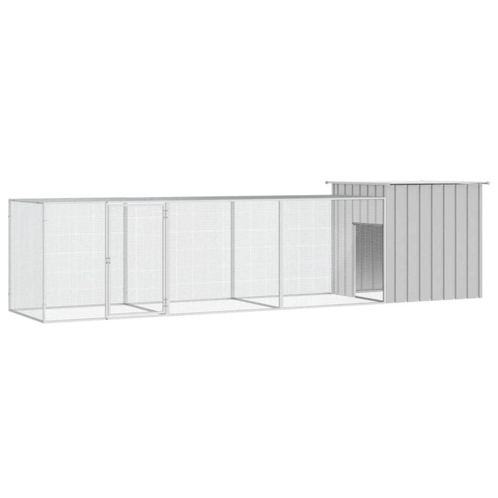 vidaXL Chicken Cage Grey Galvanised Steel Chicken Coop Hen House Run Outdoor