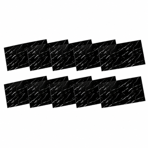 SOGA Peel & Stick Floor and Wall Tiles 30 x 60cm 10 Pack Black Faux Marble