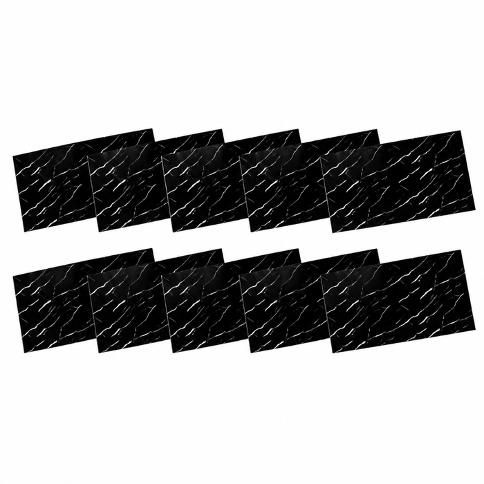 SOGA Peel & Stick Floor and Wall Tiles 30 x 60cm 10 Pack Black Faux Marble