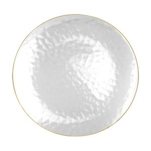 6x 10pc Partyware Heavy Duty Dimple Plates Set W/ Gold Rim 250mm Clear