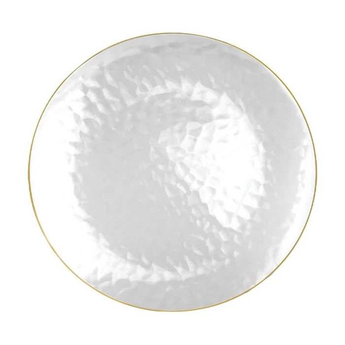 6x 10pc Partyware Heavy Duty Dimple Plates Set W/ Gold Rim 250mm Clear