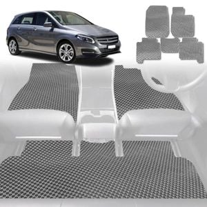 6D Diamond Car Floor Mats for Mercedes-Benz B-Class (W246)2011-2018-Full Set-Grey-Outback GT