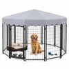Advwin 12 Panels Pet Dog Kennel Heavy Duty Metal Dog Cage Outdoor Pet Cage Fence Pen House Enclosure