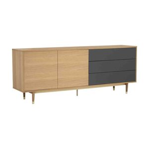 HOUSTON 200cm Sideboard Buffet Modern Furniture - Oak & Grey