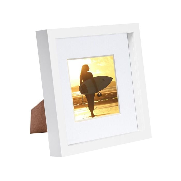 Nicola Spring 8" x 8" White 3D Box Photo Frame - 4" x 4" Mount