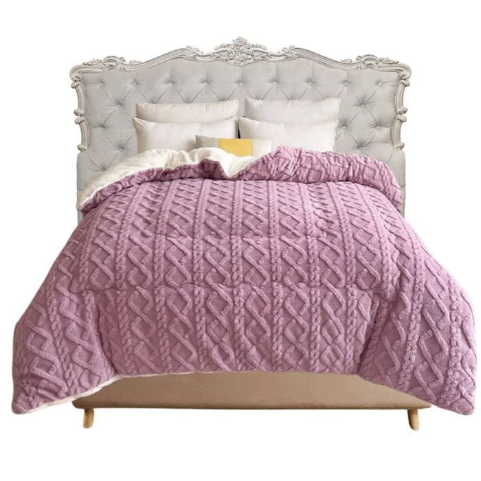 Anycozy Purple Blanket 220x240cm Thick Warm Cashmere Quilt King