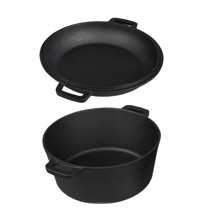 TOQUE 2-In-1 Pre-Seasoned Cast Iron Pan and Pot Set