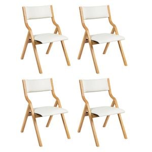 Levede 4pcs PU Upholstery Dining Chairs Solid Wood - Beige