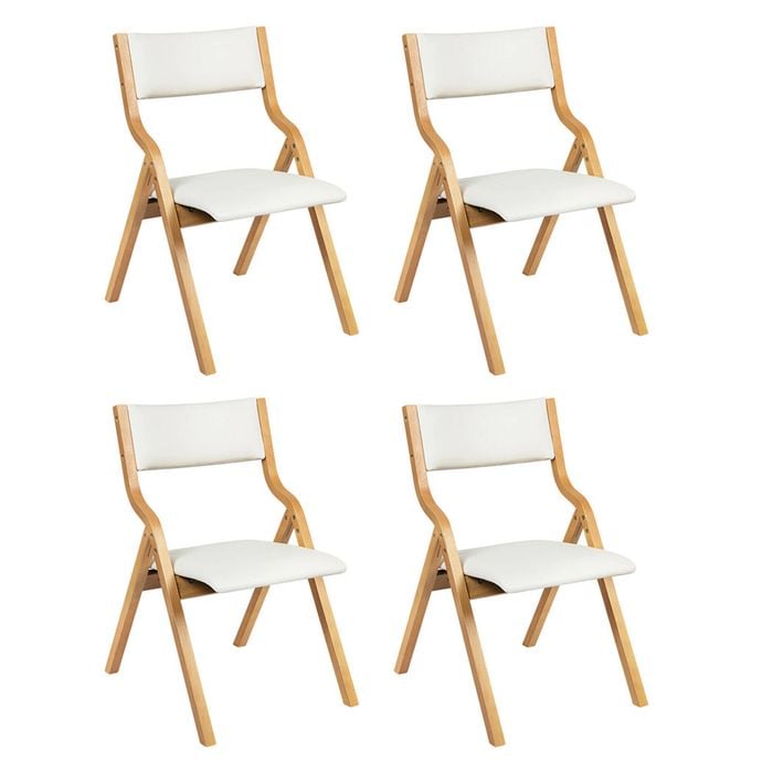 Levede 4pcs PU Upholstery Dining Chairs Solid Wood - Beige