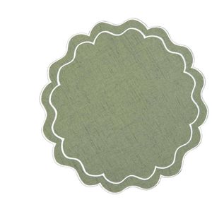 Casa Domani Banda Scallop Placemat - 38cm Green