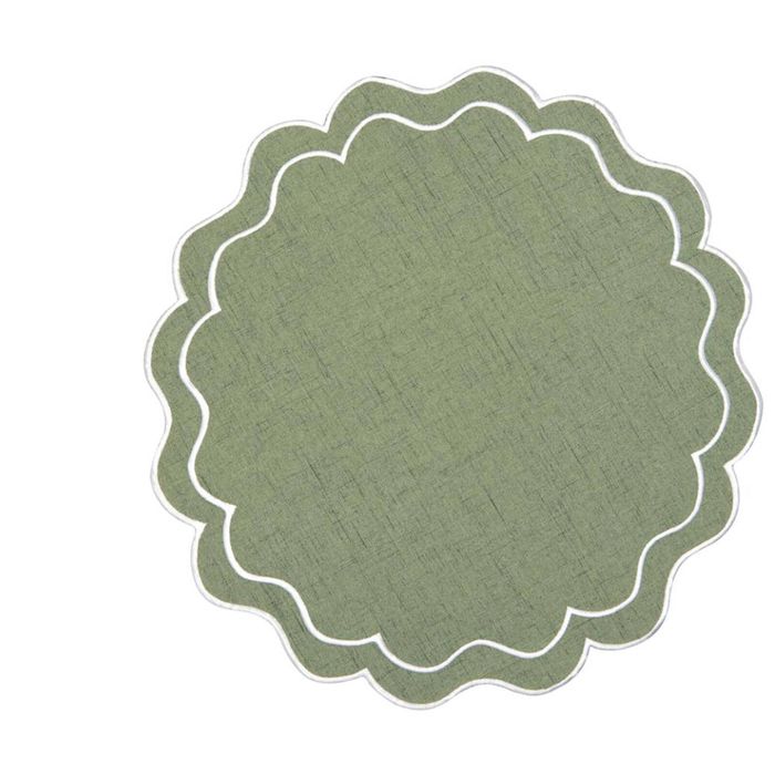 Casa Domani Banda Scallop Placemat - 38cm Green