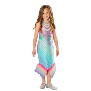 Barbie Colour Change Mermaid Halloween Costume for Kids – Official Licensed Dress with UV Reactive Scales, 6-8-YRS