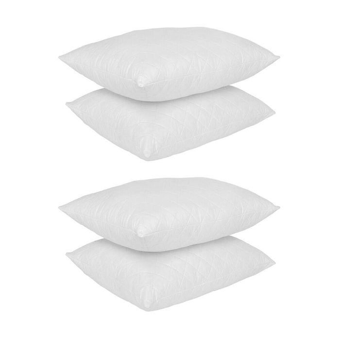 2x 2pc Royal Comfort Luxury Bamboo Quilted Bedding Pillow 50x75cm - White
