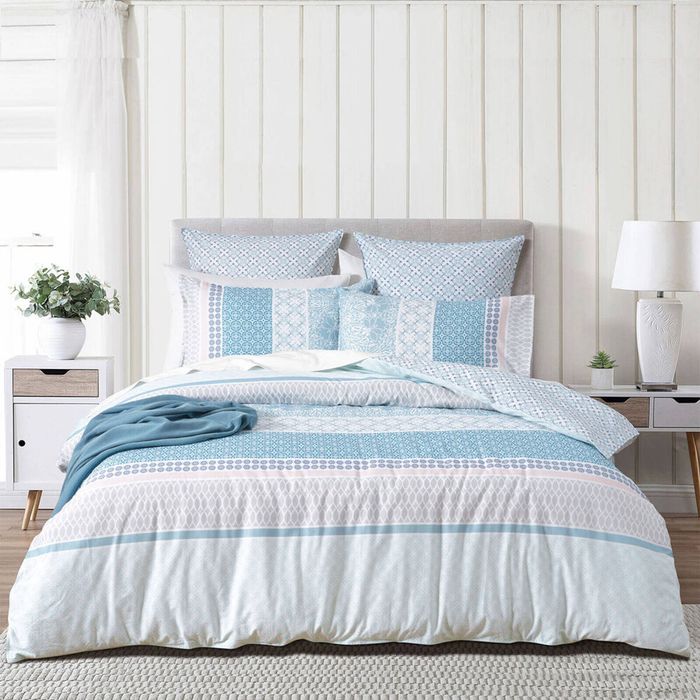 Renee Taylor Queen 300 TC Cotton Reversible Bedroom Quilt Cover Set Margot