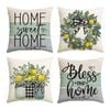 Catzon 4 Pcs Linen Throw Pillow Covers Watercolor Flower for Bed Sofa Decor 45X45cm