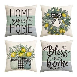 Catzon 4 Pcs Linen Throw Pillow Covers Watercolor Flower for Bed Sofa Decor 45X45cm