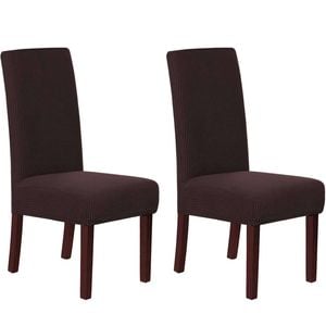 Smarcute Jacquard Stretch Removable Dining Chair Cover Set Of 2 Brown