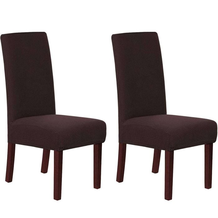 Smarcute Jacquard Stretch Removable Dining Chair Cover Set Of 2 Brown