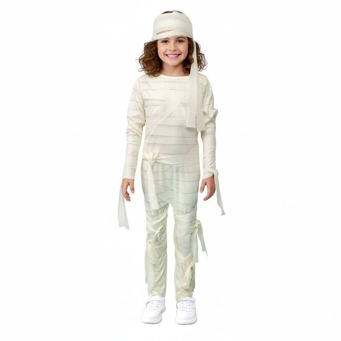 Kids Egyptian Mummy Halloween Costume For Girls Boys Book Week Child Fancy Dress 6-9 Years Old