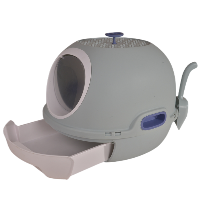 Yes4pets Hooded Cat Toilet Litter Box Tray House With Drawer And Scoop Blue