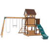 Lifespan Kids Meer Brook Swing Set Cubby Play Centre With 2.2m Green Slide