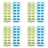 4x 2pc Appetito Easy Release 12 Cube Rectangular Ice Tray Blue/Lime