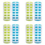 4x 2pc Appetito Easy Release 12 Cube Rectangular Ice Tray Blue/Lime