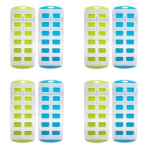 4x 2pc Appetito Easy Release 12 Cube Rectangular Ice Tray Blue/Lime
