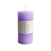 Unscented Ribbed Elegant 10cm Pillar Wax Candle - Grape