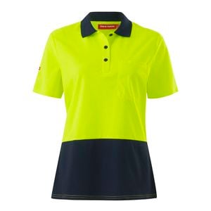 Hard Yakka Women's Yellow/Navy Short Sleeve Hi Vis Polo - Size 10