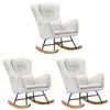 Oikiture 3x Rocking Chair Nursing Armchair Sherpa With 2 Pillow White