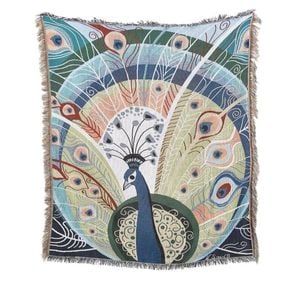 Anycozy Throw Blanket 130×160cm Peacock Double Sided Pattern Sofa Towel Outdoor Camping Mat