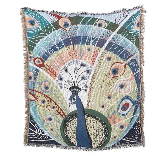 Anycozy Throw Blanket 130×160cm Peacock Double Sided Pattern Sofa Towel Outdoor Camping Mat