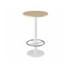 Olg Disc Bar Leaner White Frame New Oak Smooth Top 600mm Diameter
